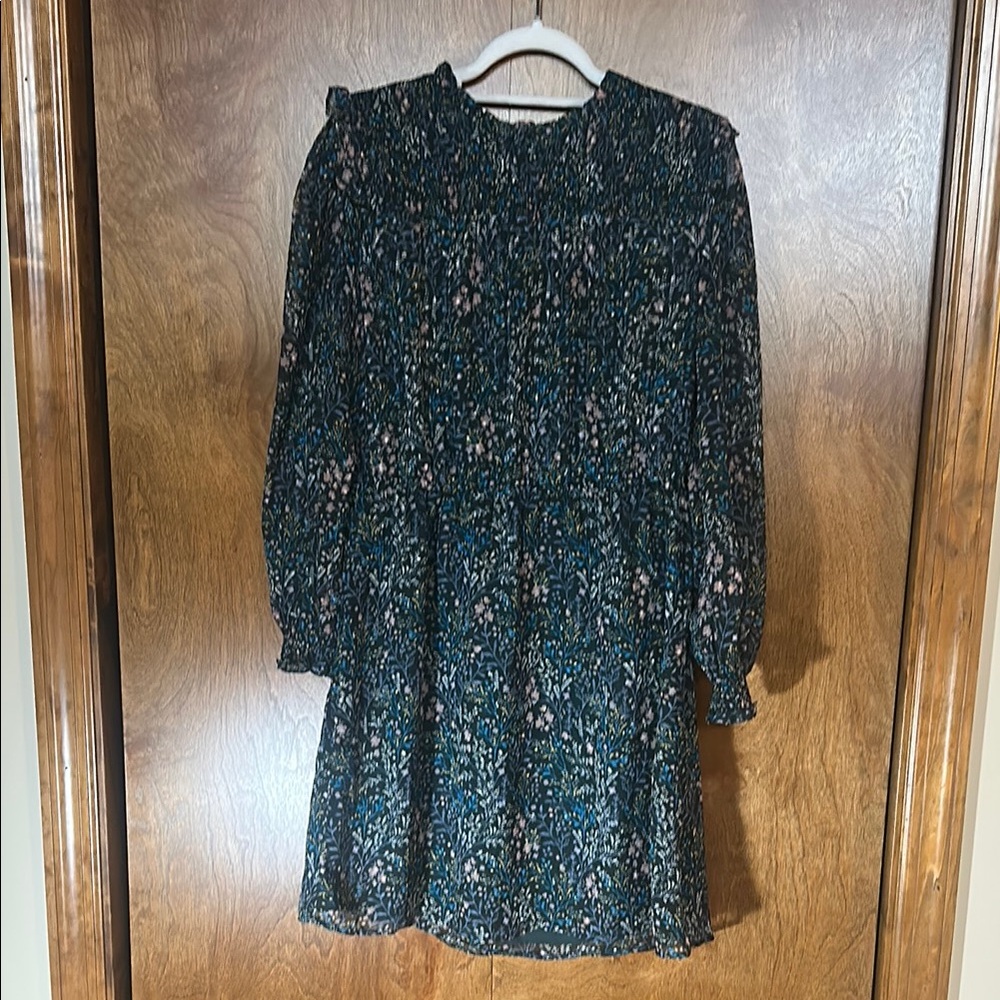 LOFT Floral Mini Dress - Blue & Green